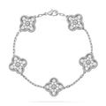 [BIJOUX]CLOVER 5 MOTIFS  DIAMOND BRACELET SILVER