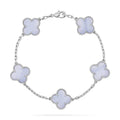 [BIJOUX]CLOVER  5 MOTIF PURPLE CHALCEDONY BRACELET SILVER