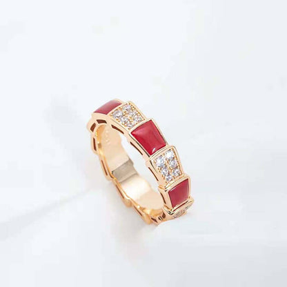 [BIJOUX]BAGUE SERPENTI OR ROSE CORNALINE PAVÉE DIAMANTS 4MM