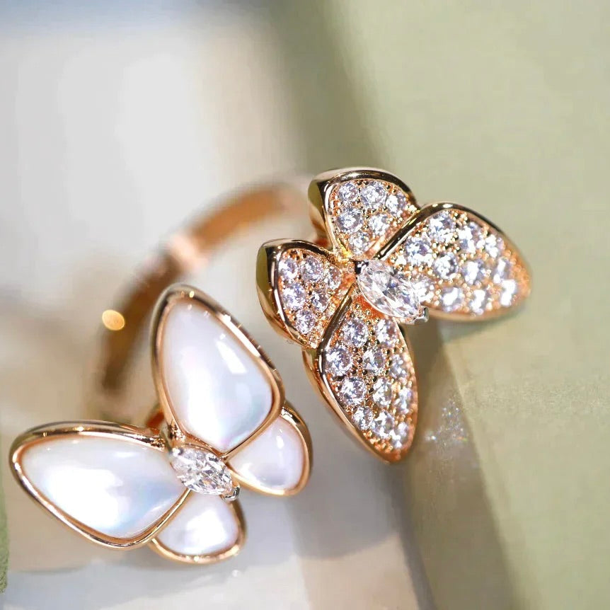 [BIJOUX]BAGUE PAPILLON DOUBLE DIAMANT