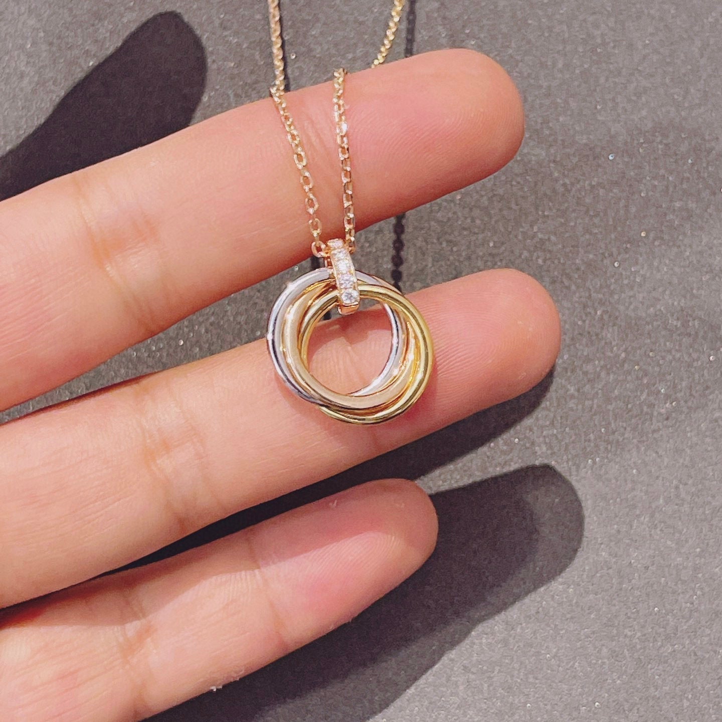 [BIJOUX]TRINITY NECKLACE GOLD  DIAMONDS