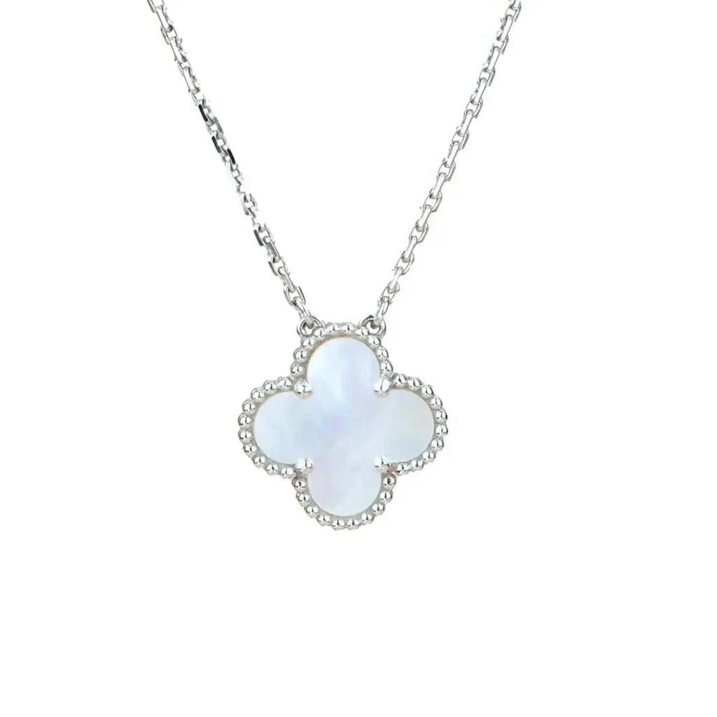 [Topon]CLOVER  15MM WHITE MOTHER-OF-PEARL SILVER