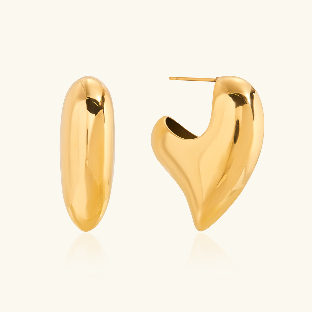 [Topon]Aimee Chunky Heart Gold Earrings
