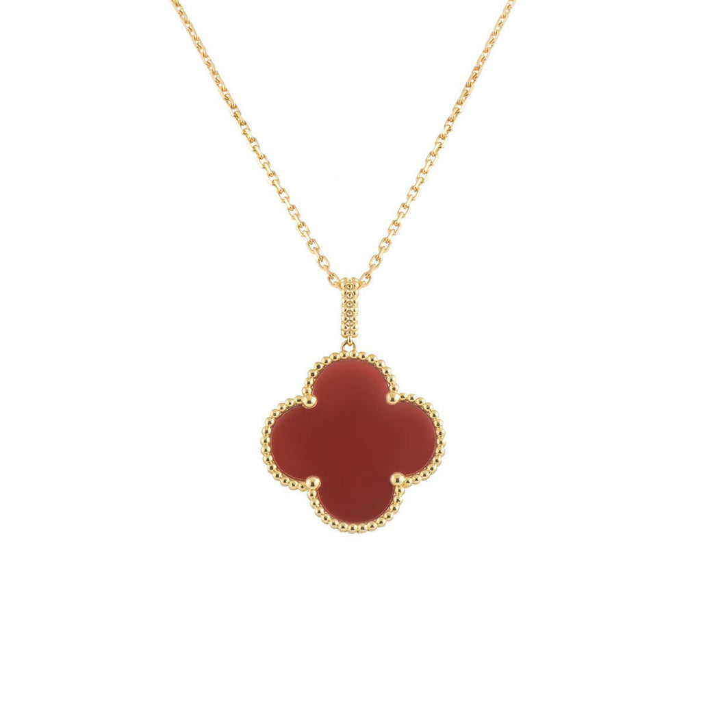 [Topon]CLOVER 25MM NECKLACE GOLD CARNELIAN
