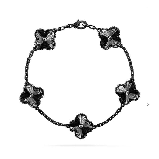 [Topon]CLOVER 5 MOTIF BLACK BRACELET