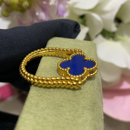 [BIJOUX]CLOVER RIVERSIBLE BLUE AGATE RING