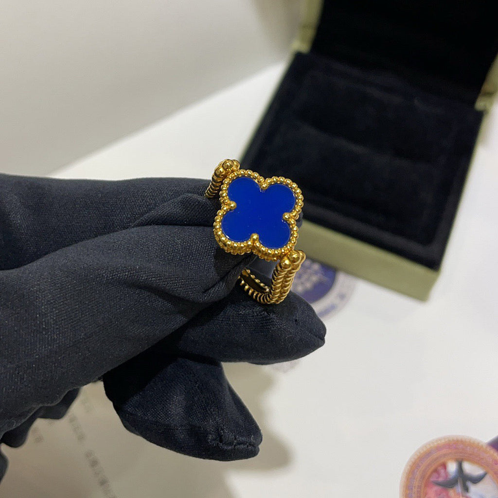 [BIJOUX]CLOVER RIVERSIBLE BLUE AGATE RING