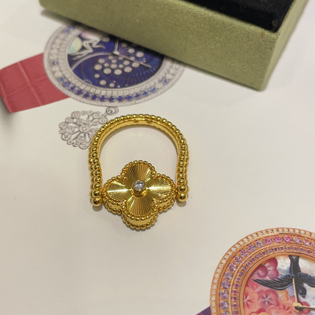 [BIJOUX]CLOVER RIVERSIBLE BLUE AGATE RING