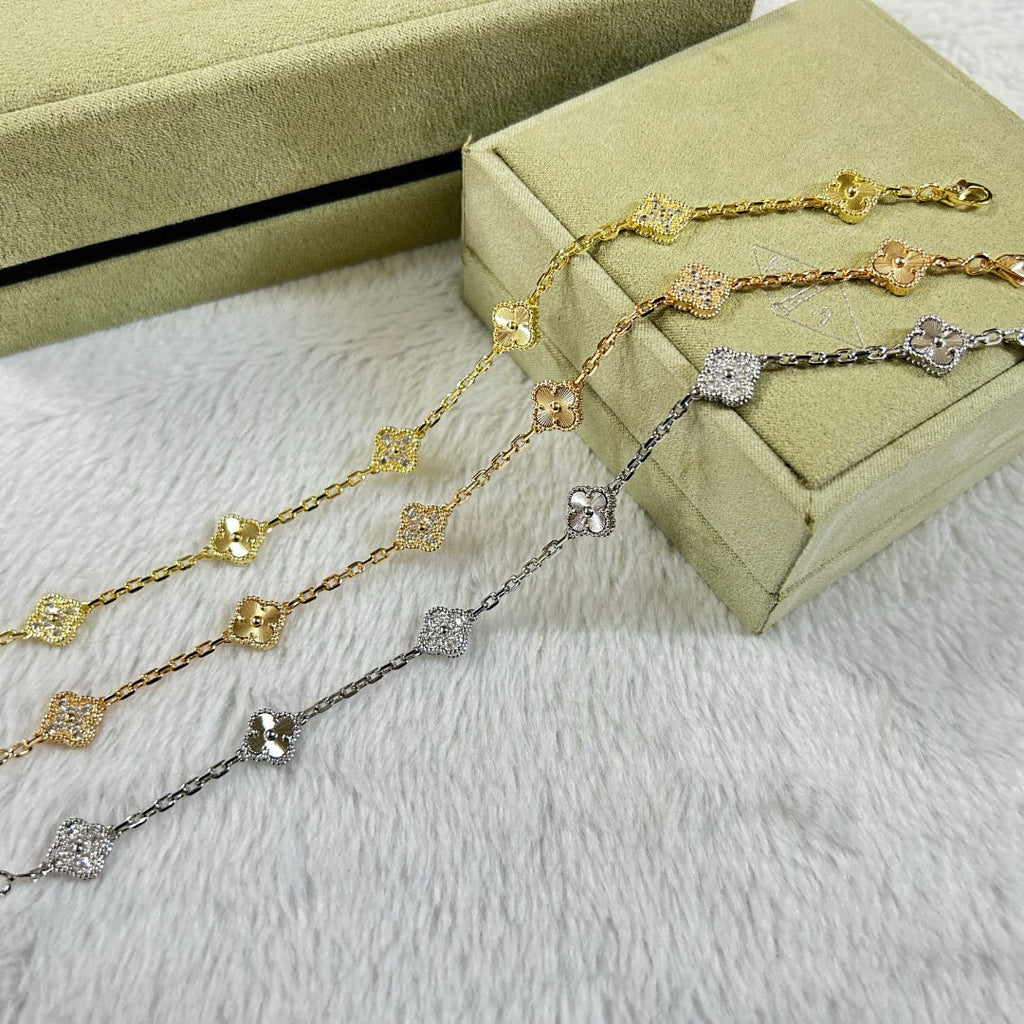 [BIJOUX]CLOVER 6 MOTIF DIAMOND LASER BRACELET