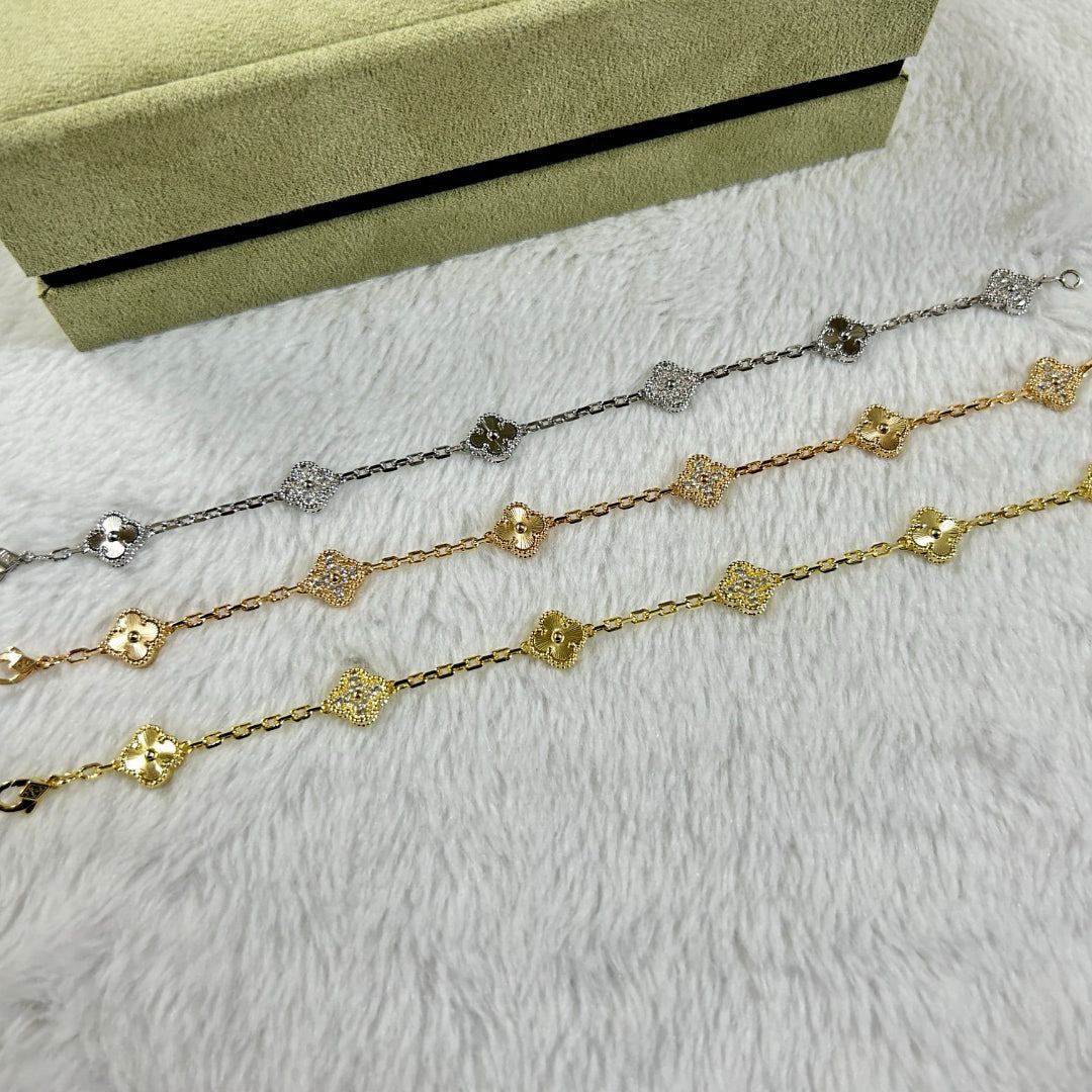 [BIJOUX]CLOVER 6 MOTIF DIAMOND LASER BRACELET
