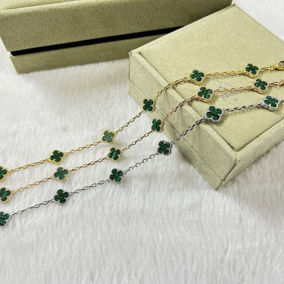 [BIJOUX]CLOVER 6 MOTIF MALACHITE BRACELET