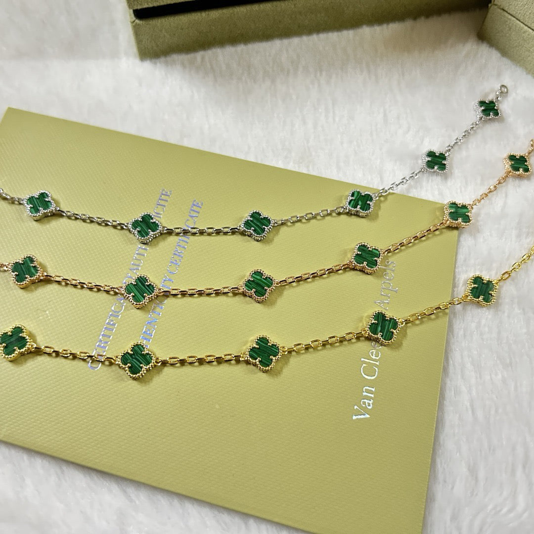 [BIJOUX]CLOVER 6 MOTIF MALACHITE BRACELET
