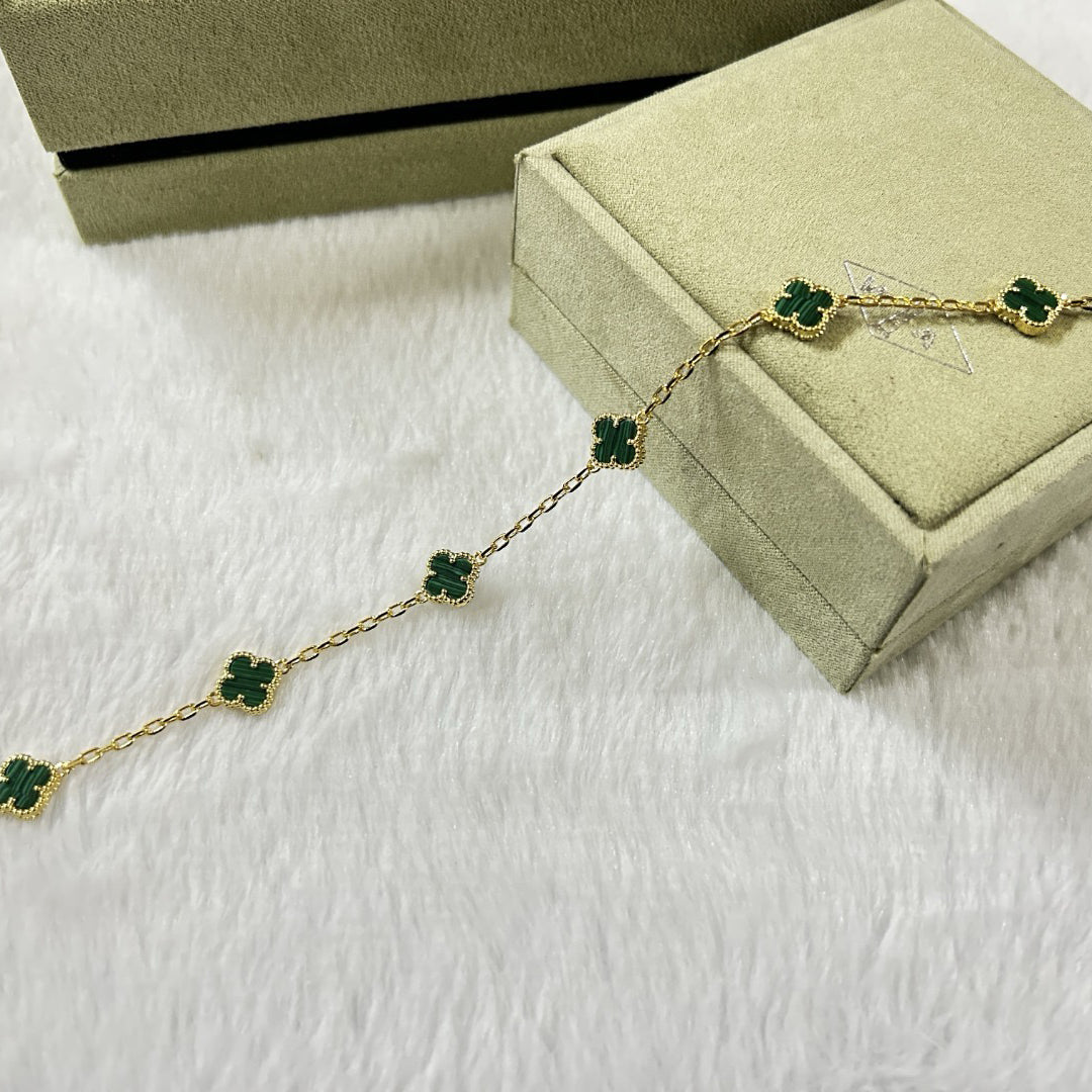 [BIJOUX]CLOVER 6 MOTIF MALACHITE BRACELET
