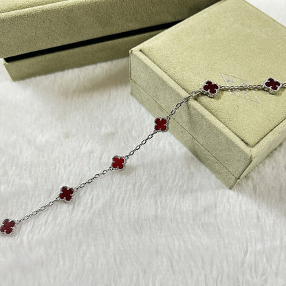 [BIJOUX]CLOVER 6 MOTIF RED AGATE BRACELET