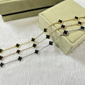 [BIJOUX]BRACELET CLOVER 6 MOTIFS ONYX