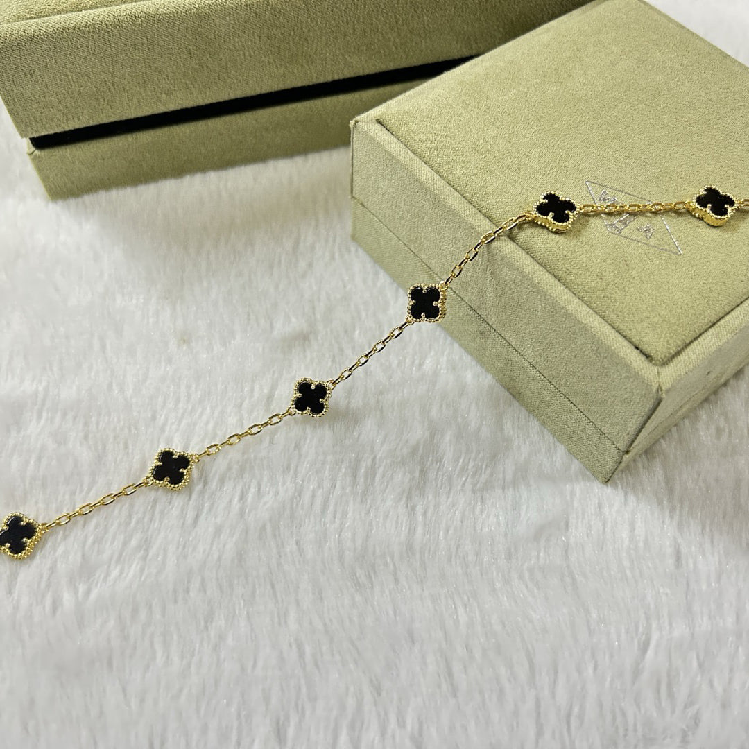 [BIJOUX]BRACELET CLOVER 6 MOTIFS ONYX