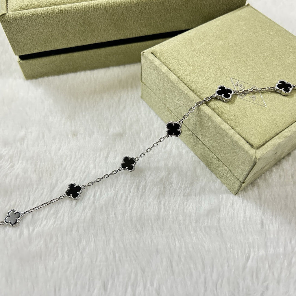 [BIJOUX]BRACELET CLOVER 6 MOTIFS ONYX
