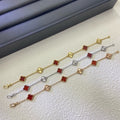 [BIJOUX]BRACELET CLOVER 6 MOTIFS AGATE ROUGE LASER