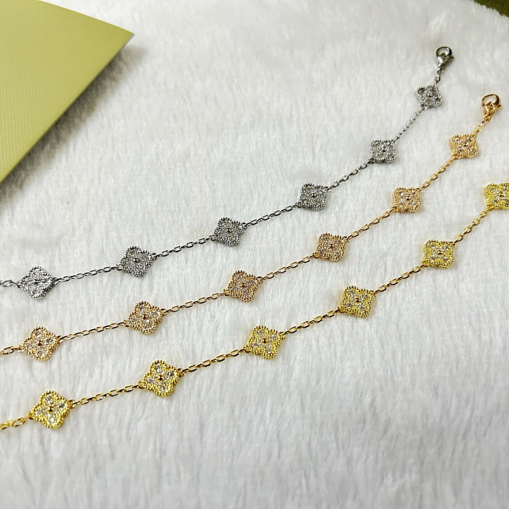 [BIJOUX]CLOVER 6 MOTIF DIAMOND BRACELET