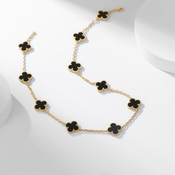 [Topon]CLOVER 10 MOTIFS ONYX NECKLACE