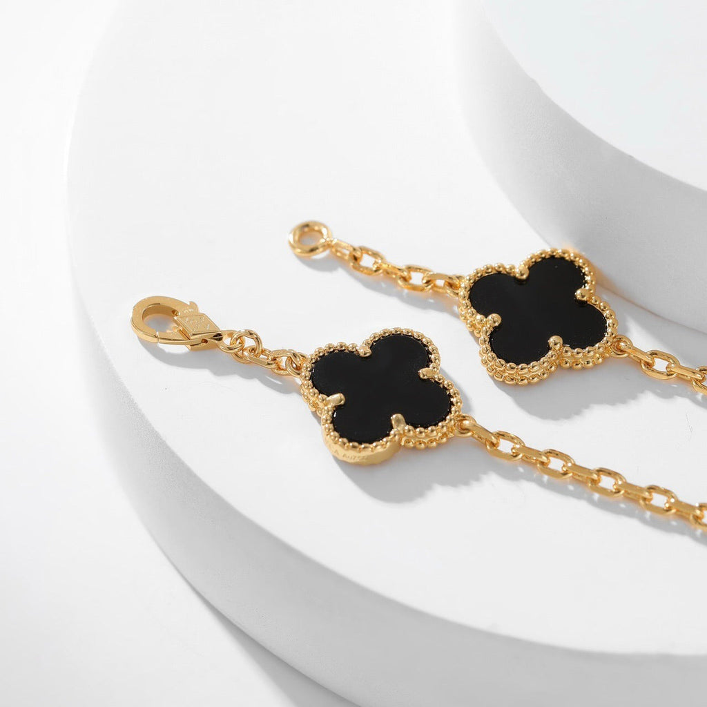 [BIJOUX] COLLIER TRÈFLE 10 MOTIFS ONYX
