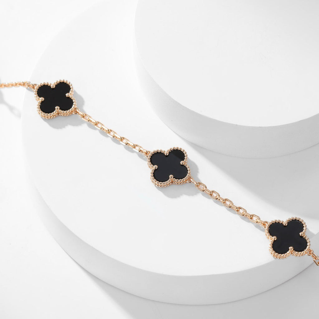 [BIJOUX] COLLIER TRÈFLE 10 MOTIFS ONYX
