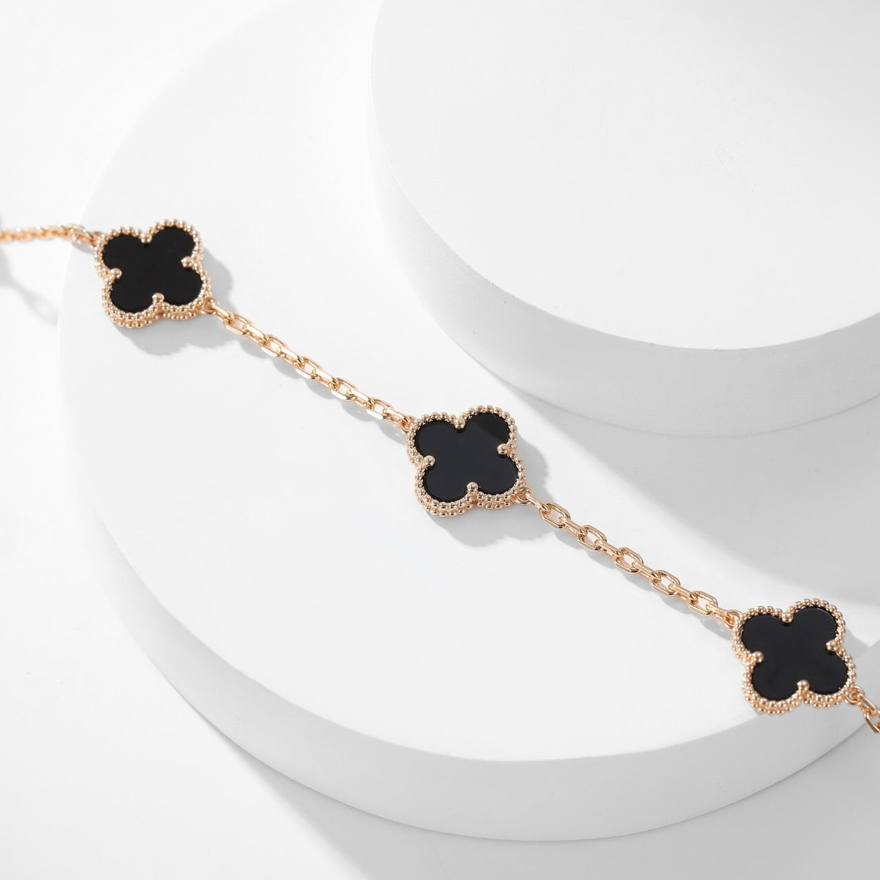 [BIJOUX] COLLIER TRÈFLE 10 MOTIFS ONYX
