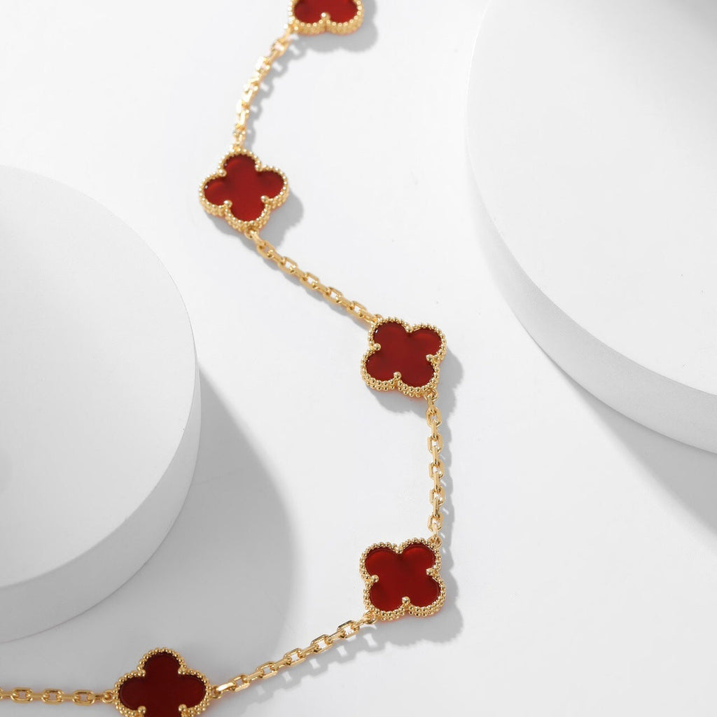 [BIJOUX] COLLIER TRÈFLE 10 MOTIFS CORNALINE
