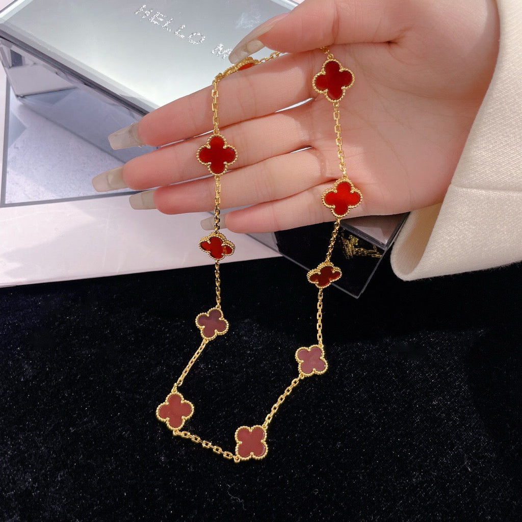 [BIJOUX] COLLIER TRÈFLE 10 MOTIFS CORNALINE