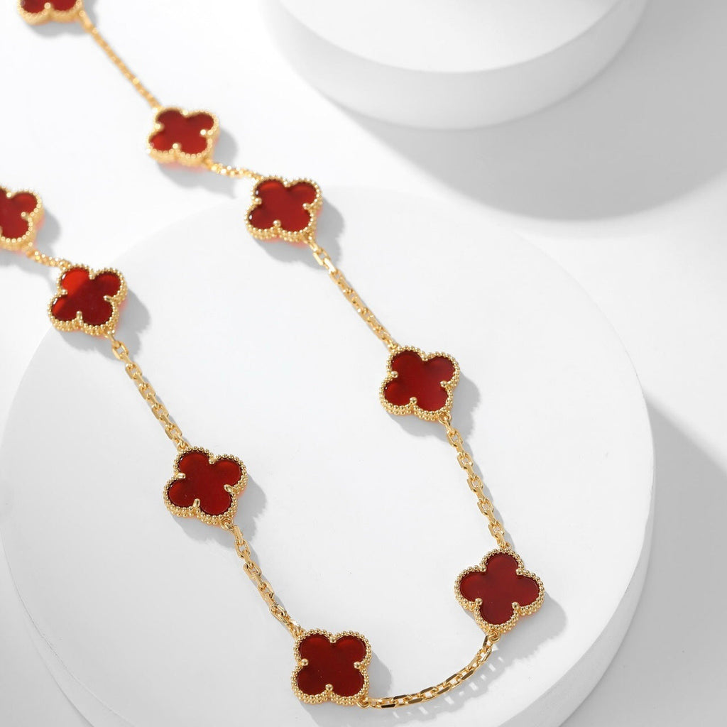 [BIJOUX] COLLIER TRÈFLE 10 MOTIFS CORNALINE
