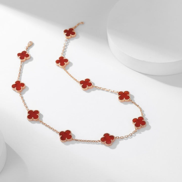 [BIJOUX] COLLIER TRÈFLE 10 MOTIFS CORNALINE