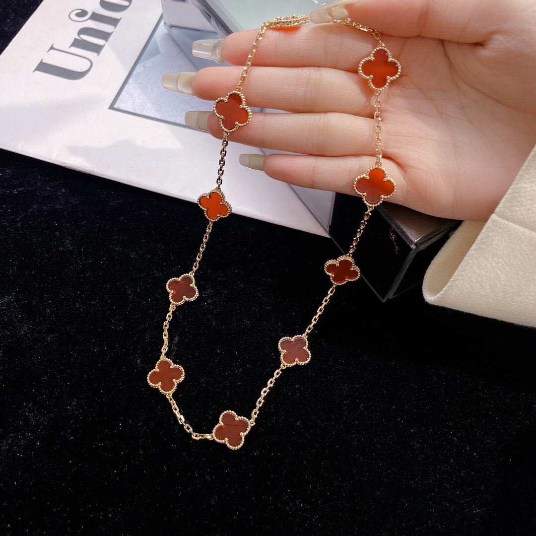 [BIJOUX] COLLIER TRÈFLE 10 MOTIFS CORNALINE
