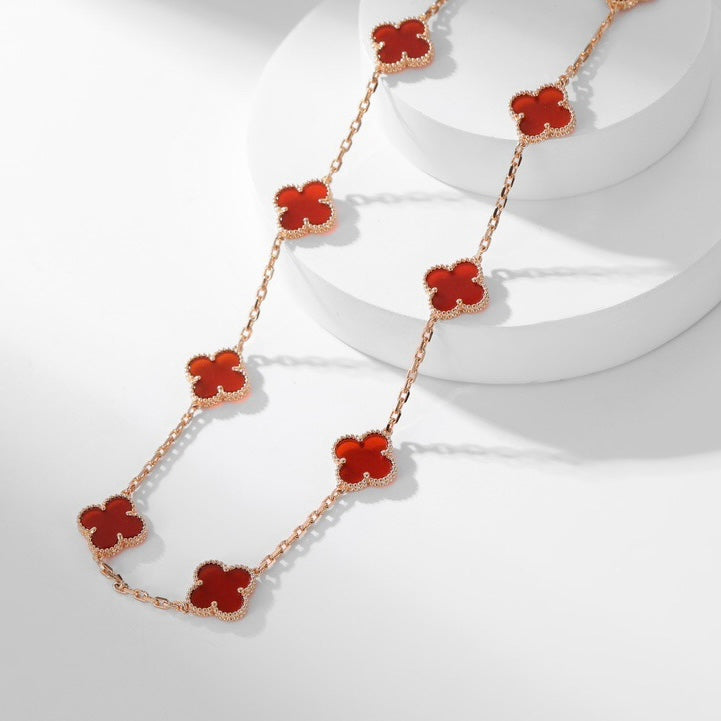 [BIJOUX] COLLIER TRÈFLE 10 MOTIFS CORNALINE