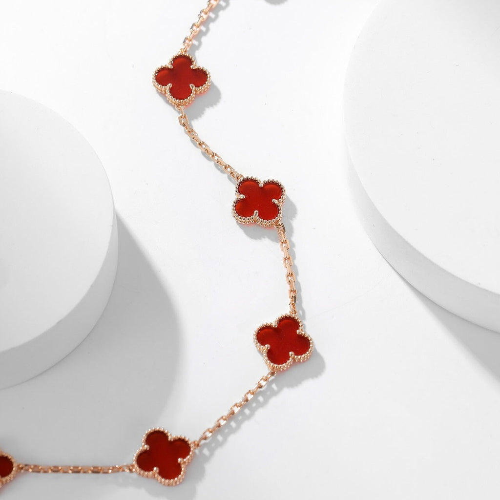 [BIJOUX] COLLIER TRÈFLE 10 MOTIFS CORNALINE