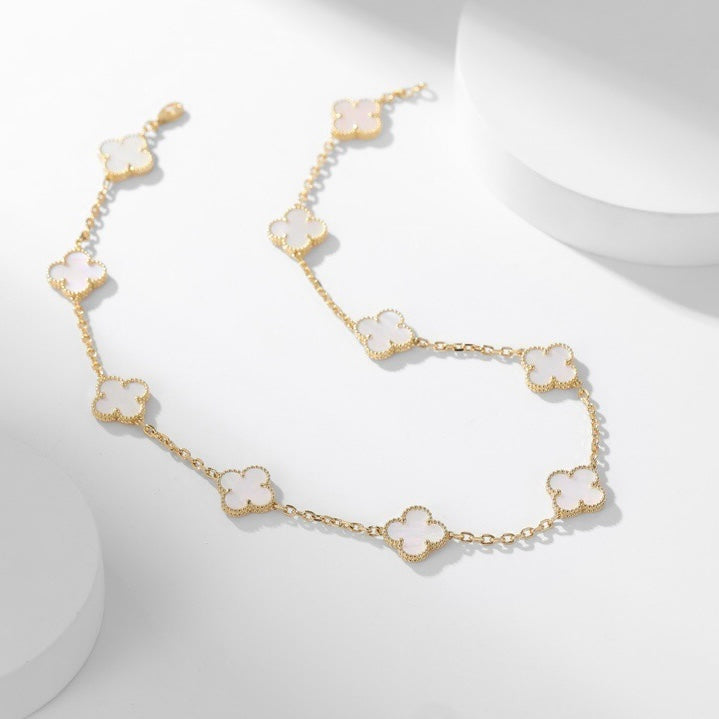 [Topon]CLOVER 10 MOTIFS WHITE MOTHER OF PEARL NECKLACE