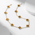 [Topon]CLOVER 10 MOTIFS TIGER EYE NECKLACE