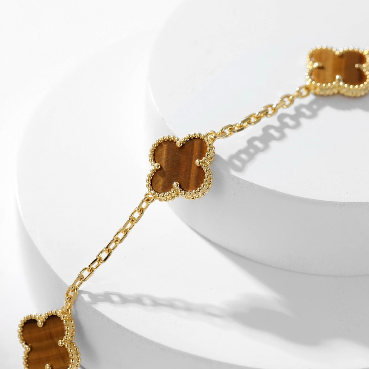 [BIJOUX] COLLIER TRÈFLE 10 MOTIFS ŒIL DE TIGRE