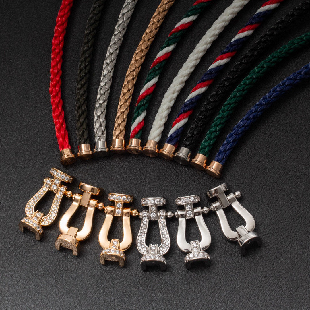 [BIJOUX]BRACELET FORCE GRAND FER À CHEVAL TOUT DIAMANT OR ROSE