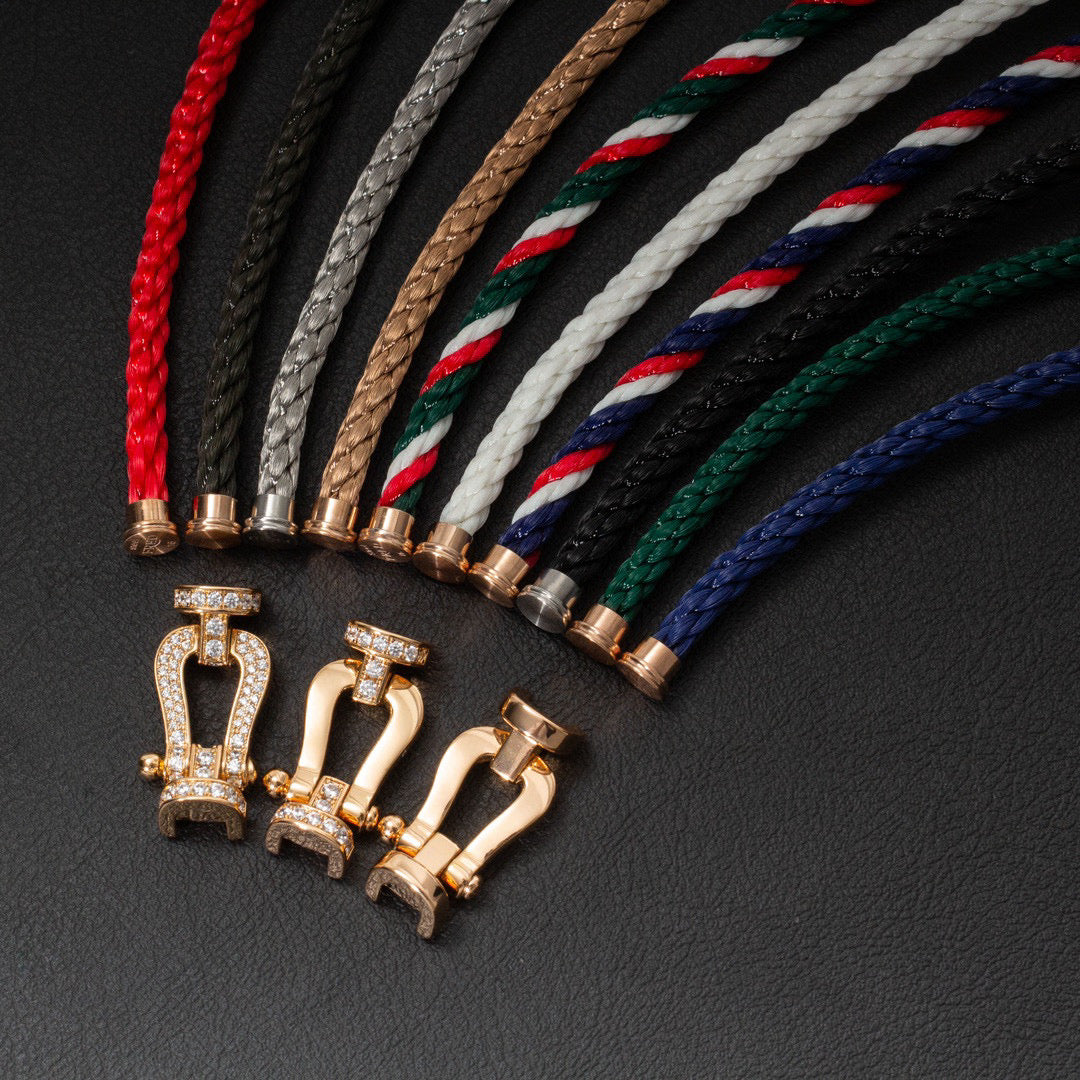 [BIJOUX]FORCE ラージホースシューハーフダイヤモンドブレスレット ゴールド