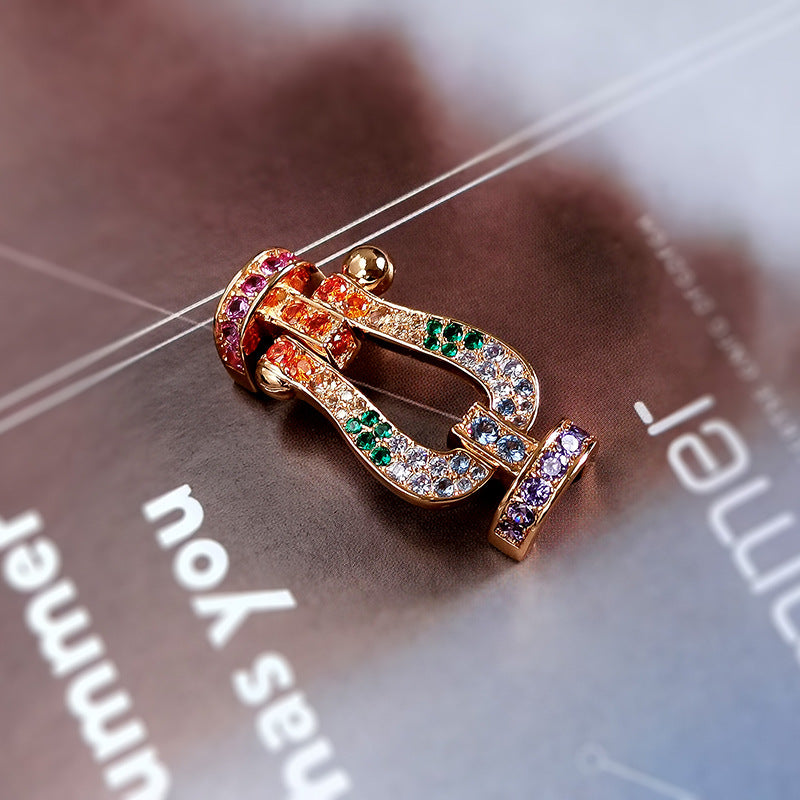 [BIJOUX]BRACELET FORC GRAND FER A CHEVAL DIAMANT COULEUR ARGENT