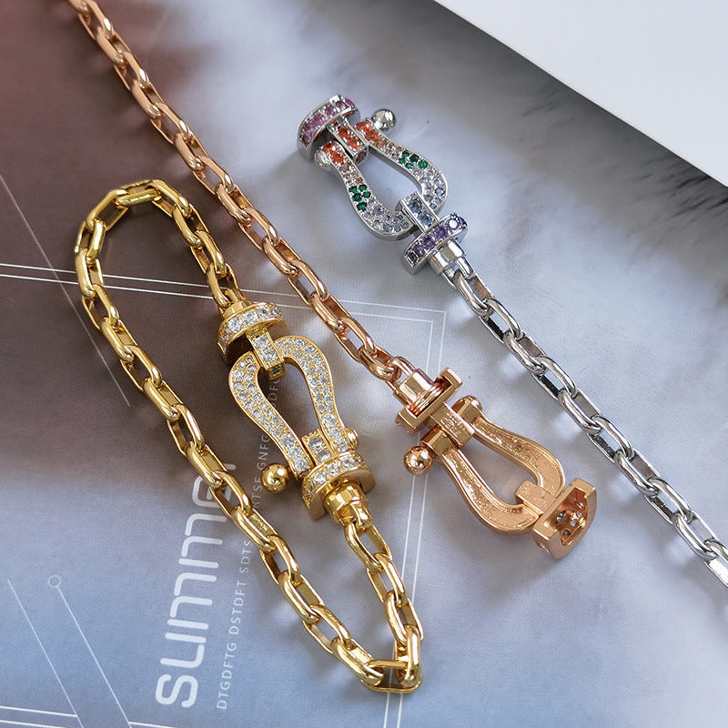 [BIJOUX]BRACELET MÉTAL FERMOIR FER FER À CHEVAL LARGE FORCE