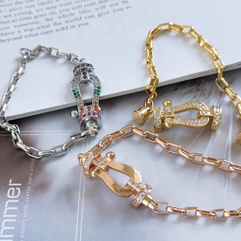 [BIJOUX]BRACELET MÉTAL FERMOIR FER FER À CHEVAL LARGE FORCE