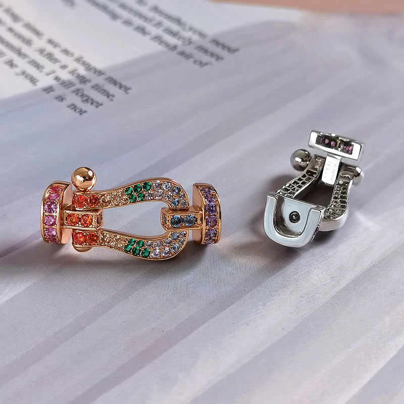 [BIJOUX]BRACELET FORC GRAND FER A CHEVAL DIAMANT COULEUR ARGENT