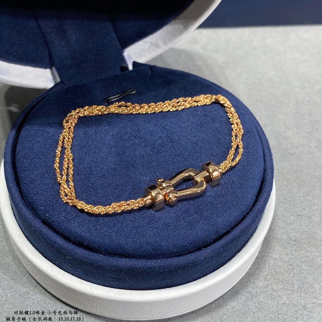 [BIJOUX]BRACELET FORCE PETIT FER À CHEVAL EN CHAÎNE DE DIAMANTS