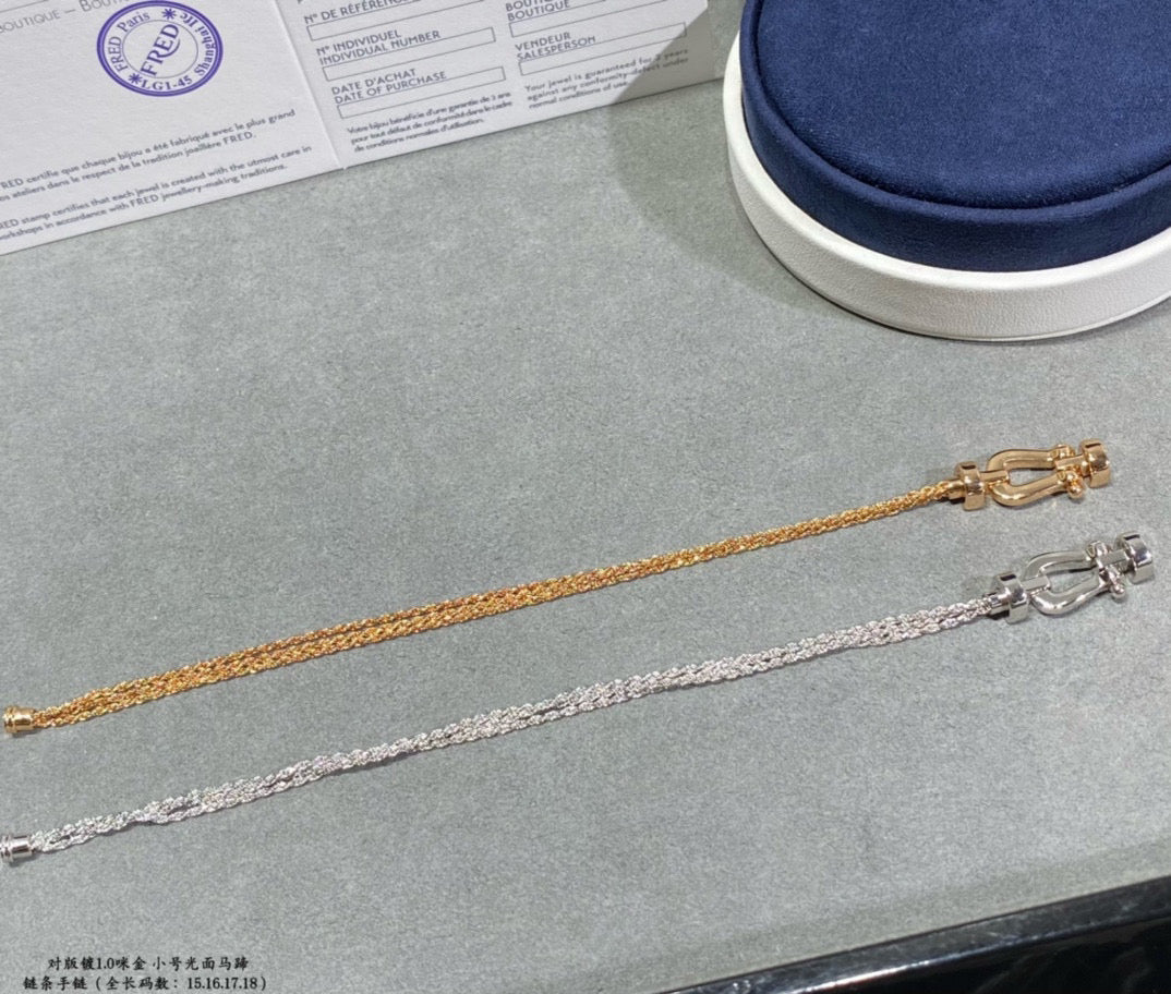 [BIJOUX]BRACELET FORCE PETIT FER À CHEVAL EN CHAÎNE DE DIAMANTS
