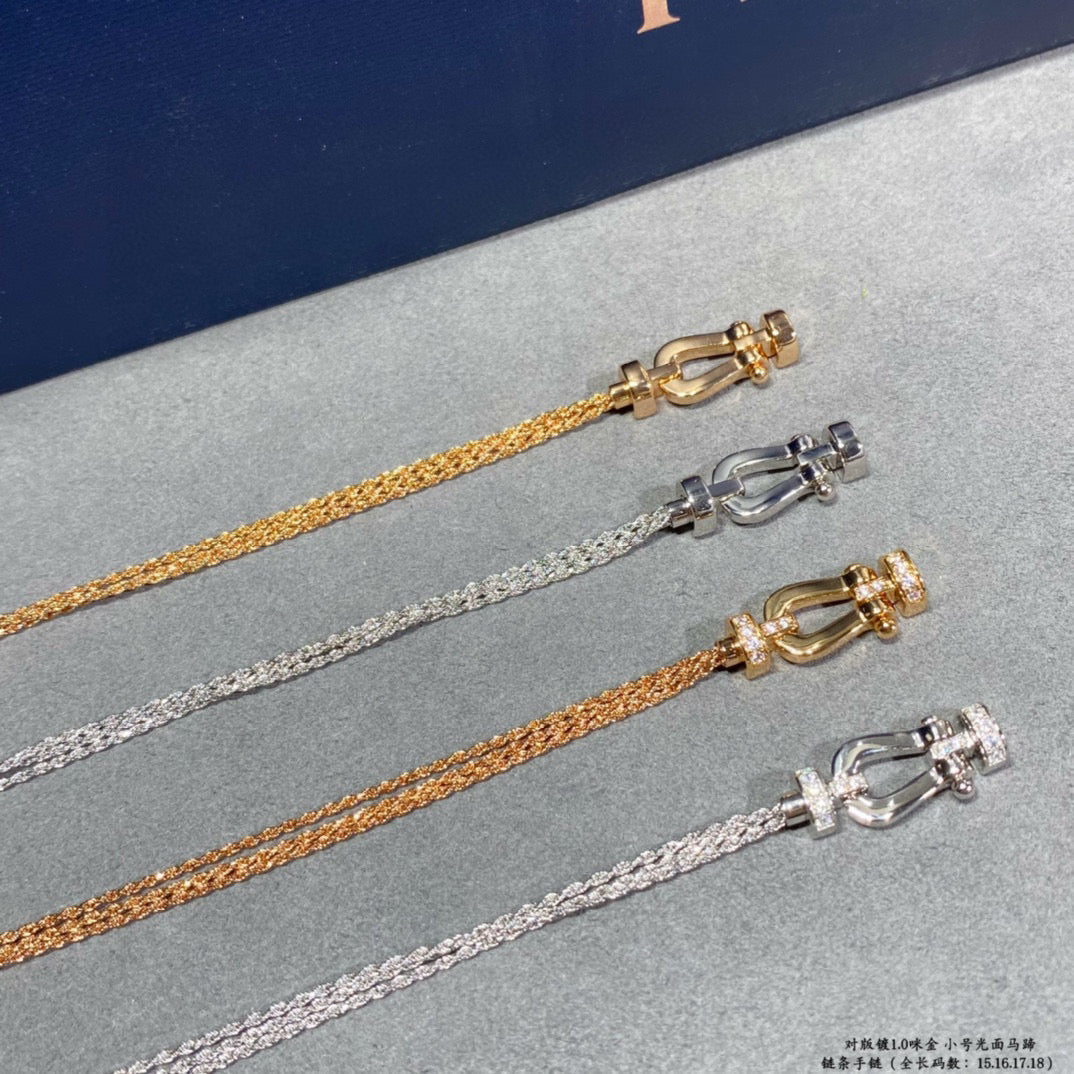 [BIJOUX]BRACELET FORCE PETIT FER À CHEVAL EN CHAÎNE DE DIAMANTS