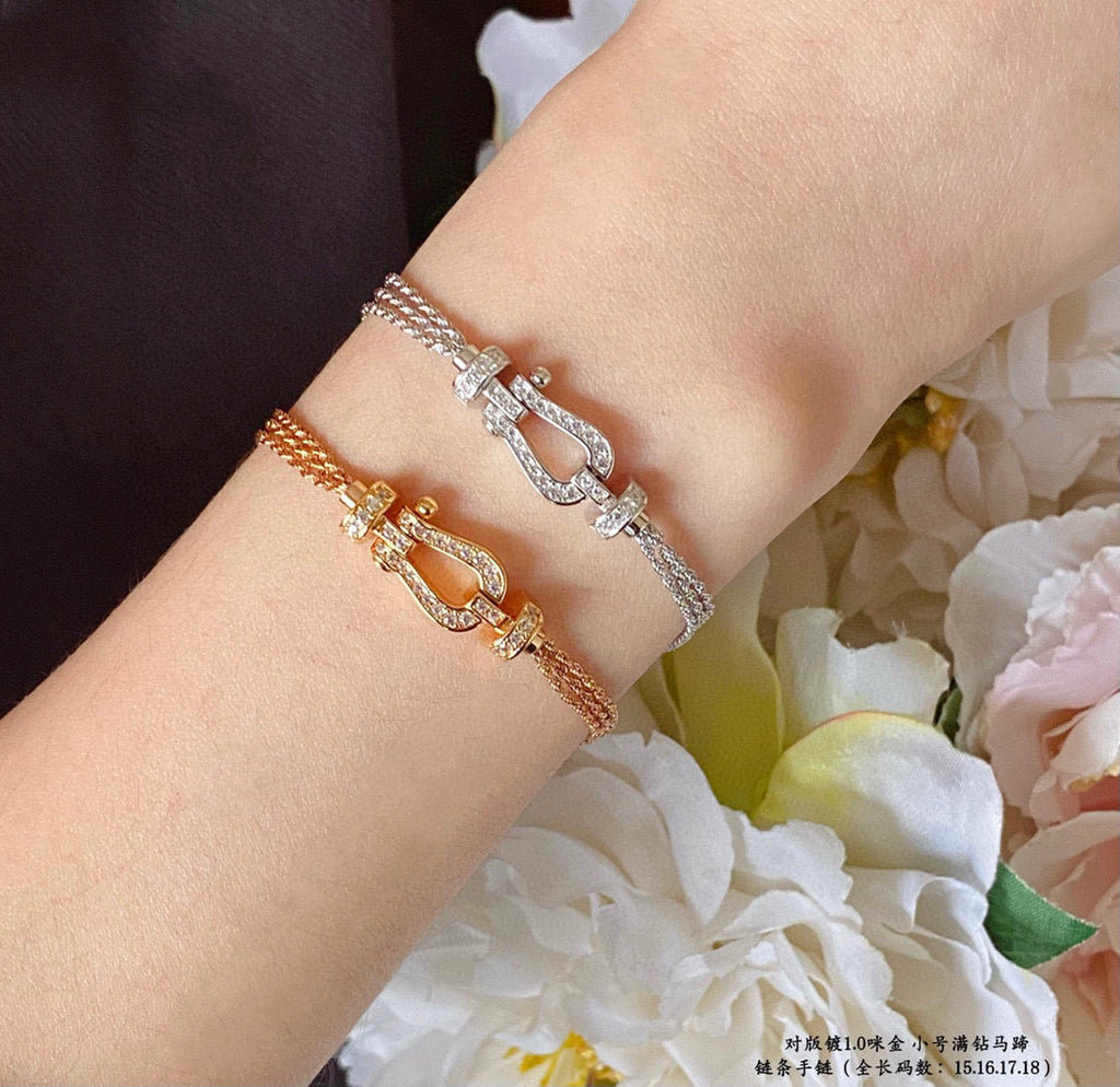 [BIJOUX]FORCE SMALL HORSESHOE  DIAMOND CHAIN ROPE BRACELET