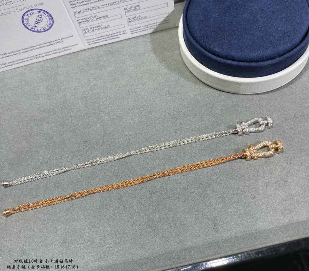 [BIJOUX]FORCE SMALL HORSESHOE  DIAMOND CHAIN ROPE BRACELET