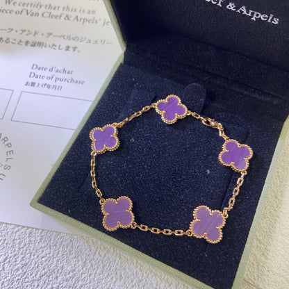 [BIJOUX]CLOVER  5 MOTIFS  PURPLE VIOLET BRACELET