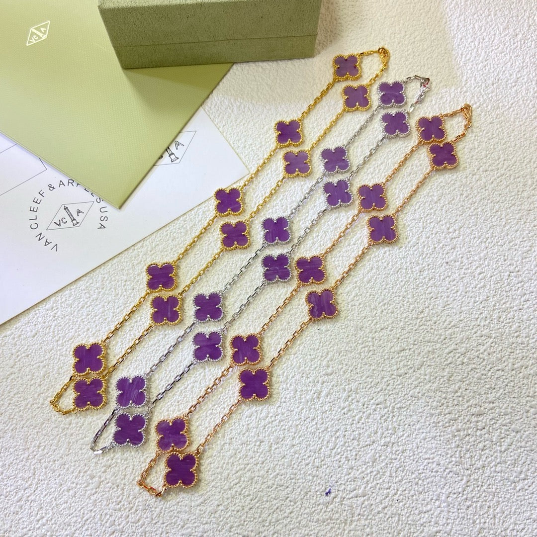 [BIJOUX]CLOVER 10 MOTIFS  PURPLE VIOLET  NECKLACE